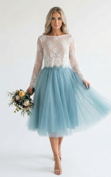 Two-Piece Lace & Tulle Homecoming Dress