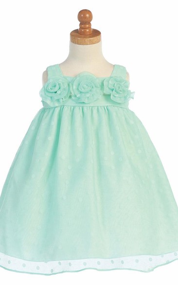 Tea-Length Sleeveless Empire Tiered Flower Girl Dress