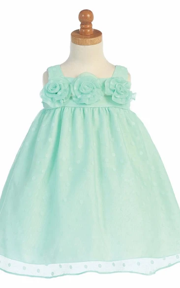 Tea-Length Sleeveless Empire Tiered Flower Girl Dress
