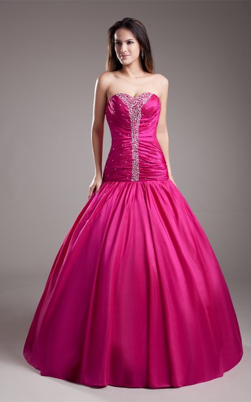 Dramatic Taffeta Beaded Sleeveless Maxi Special Occasion Dresses