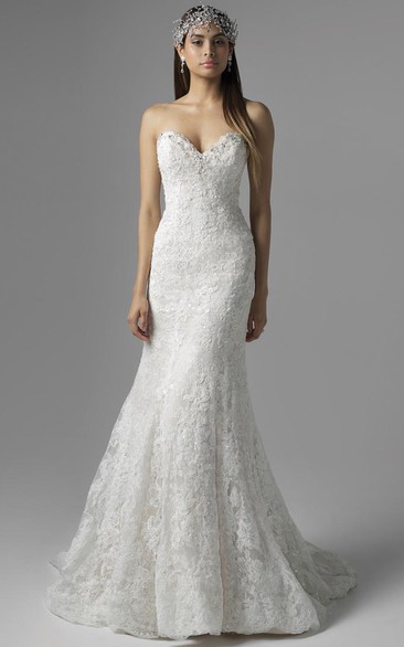 Mermaid Sweetheart Beaded Lace Wedding Dress