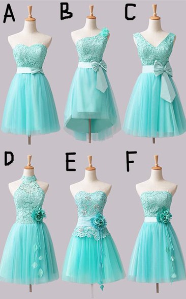 Lovely Short A-line Bridesmaid Dress Flower Bowknot