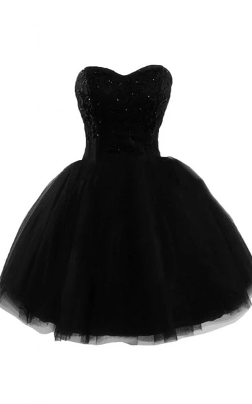 Sweetheart A-line Dress With Sequined Lace Bodice