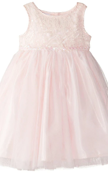 Lovely Cap-sleeved Scoop-neck Dress With Bow