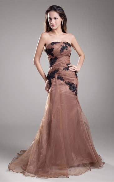 Strapless Maxi Mermaid Dress With Lace