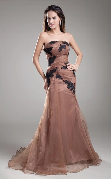 Strapless Maxi Mermaid Dress With Lace