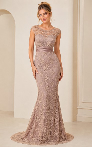Trompeten-Maxikleid, ärmellos, plissiert, mit Perlenstickerei, Spitze und Satin