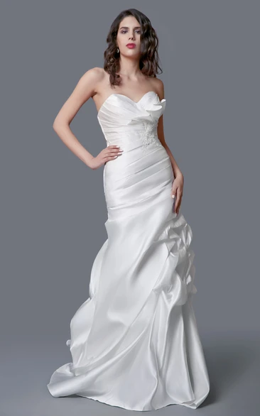 Exquisite Sweetheart Backless Satin Ruched Mermaid Dress