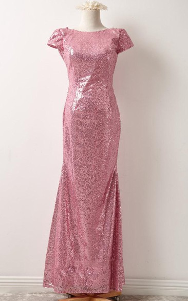 Rose Gold Sequin Prom Bridesmaid Short Sleeve Rose Gold Sequin Sexy Formal Elegant Evening Petit Bonheur Dress