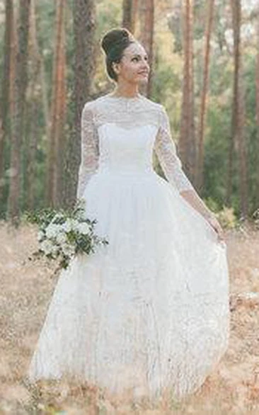 Lace Vintage Boho Light Lace Modest Wedding Dress