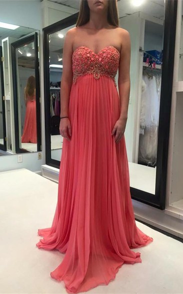 Modern Pink Appliques Chiffon Prom Dress Sweetheart Sleeveless