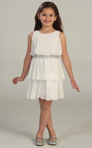 Midi Chiffon&Sequins Flower Girl Dress