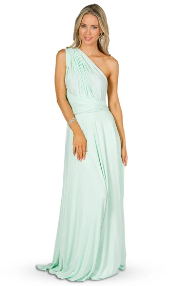 Strapped Sleeveless Ruched Chiffon Convertible Bridesmaid Dress