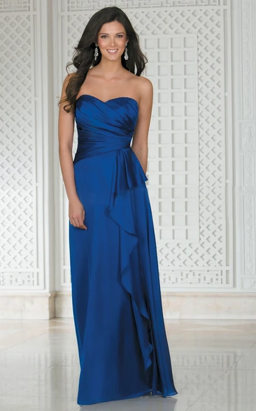 Sweetheart Floor-Length A-Line Long Bridesmaid Dress With Ruffles