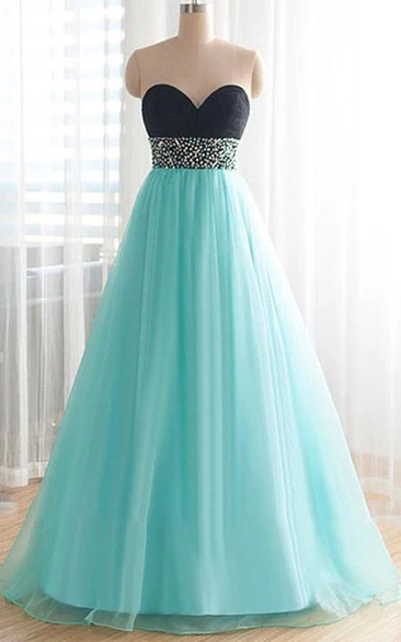 Pretty Sweetheart Floor-Length Beading Plus Size Prom Dress