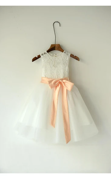 Sleeveless Organza Ball Gown With Back Keyhole and Bows