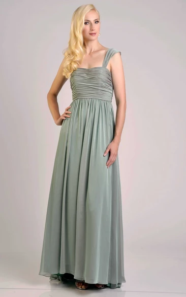 Cap Sleeve Chiffon A-Line Bridesmaid Dress With Pleats