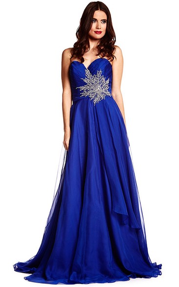 Sweetheart Sleeveless Criss-Cross Chiffon Prom Dress