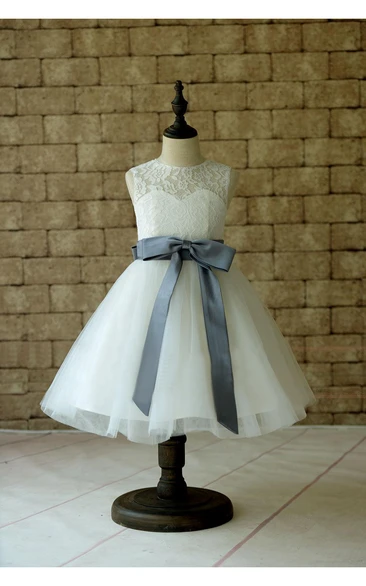 High Neck Sleeveless Organza Ball Gown With Keyhole and Bows