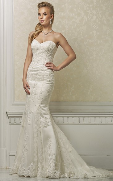 Mermaid Sweetheart Lace Wedding Dress With Illusion