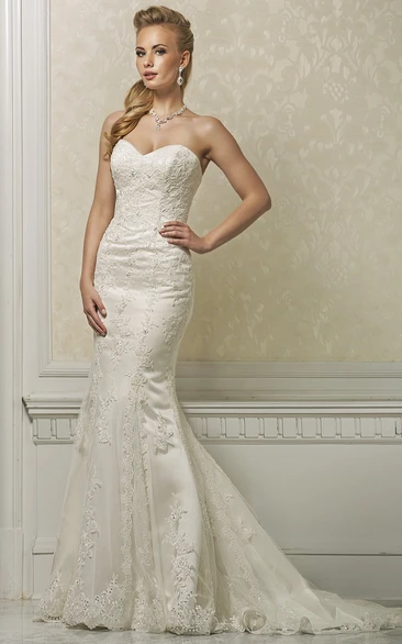 Mermaid Sweetheart Lace Wedding Dress With Illusion