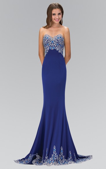 Sheath Sweetheart Sleeveless Jersey Backless Dress With Beading And Pleats