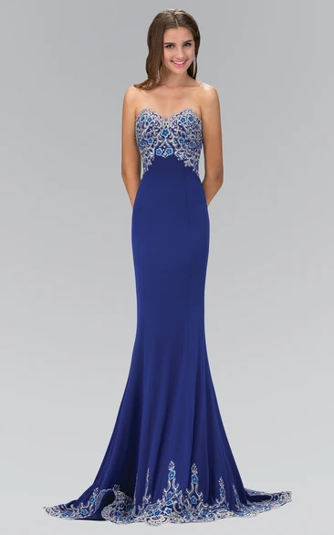 Sheath Sweetheart Sleeveless Jersey Backless Dress With Beading And Pleats