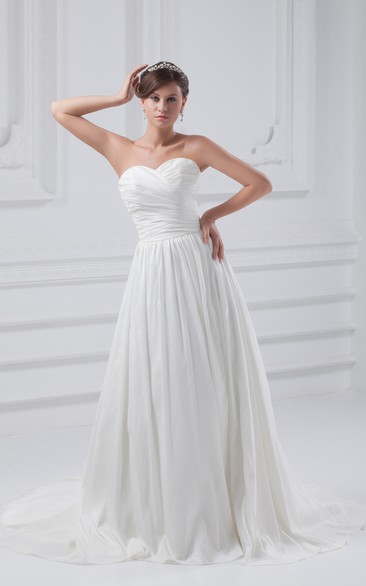 Sweetheart Ruching Taffeta Dress With Pleating