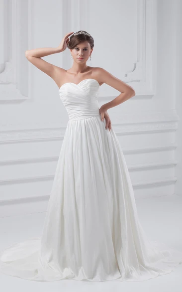 Sweetheart Ruching Taffeta Dress With Pleating