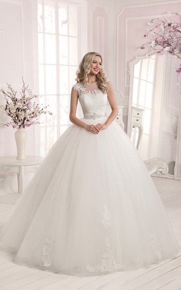 Ball Gown Applique Backless Long Bridal Dress