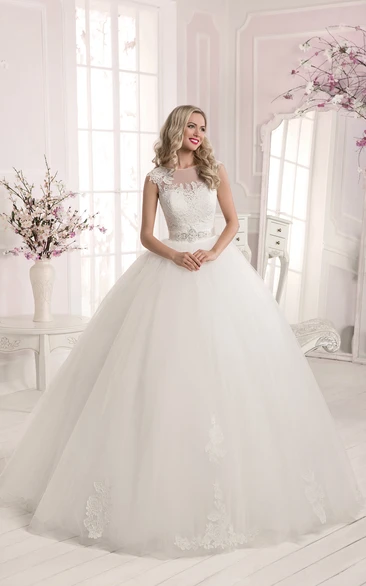 Ball Gown Applique Backless Long Bridal Dress