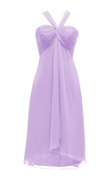 Chic Halter Ruched Chiffon Empire Gown