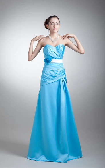 Exquisite Sleeveless Satin a Line Maxi Floral Bridesmaid Dresses