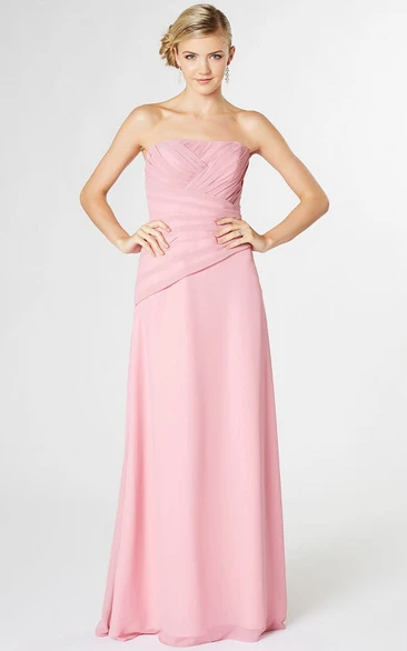 Strapless Chiffon Bridesmaid Dress With Ruching And Lace Up