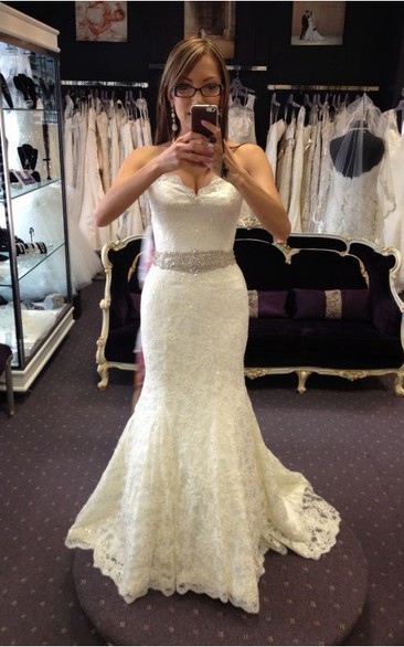 Sweetheart Lace Mermaid Dress With Beading Waist