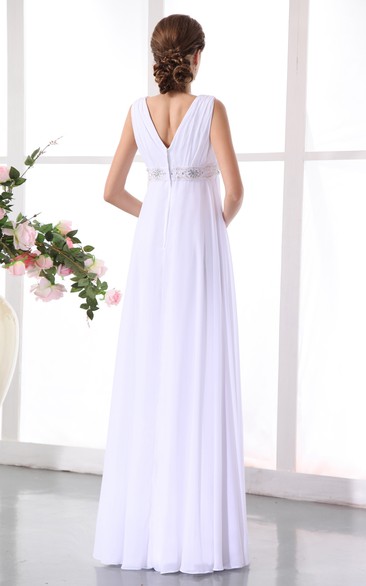 V Neck Empire Chiffon Maternity Dress With Belted Waist Dorris Wedding 2816