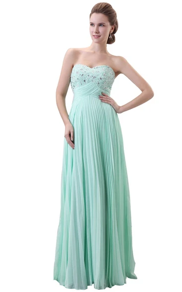 Bust-embellishmented Pleated A-line Gown With Zipper Back