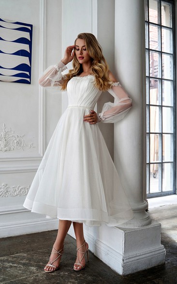 Flowy Strapless Empire A-line Chiffon Short Wedding Dress