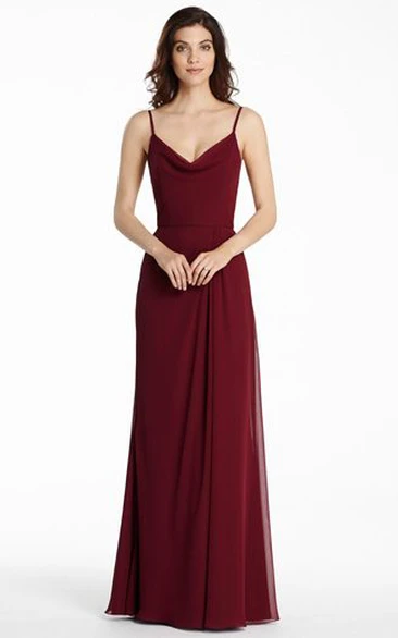 Spaghetti Sleeveless Chiffon Bridesmaid Dress With Low-V Back
