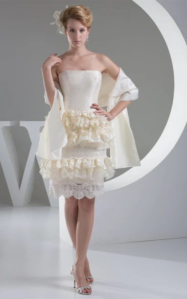 Sleeveless Knee-Length Tiered Flower and Dress With Appliques