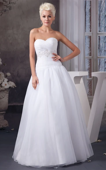 Sweetheart Tulle Criss-Cross Ruching and Ball-Gown With Beading