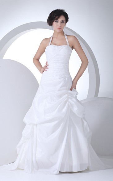 Ruched Pick-Up A-Line Corset Back and Gown With Halter
