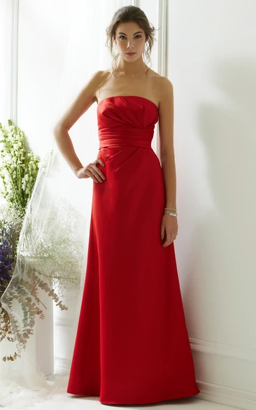 Strapless Ruched Satin Bridesmaid Dress