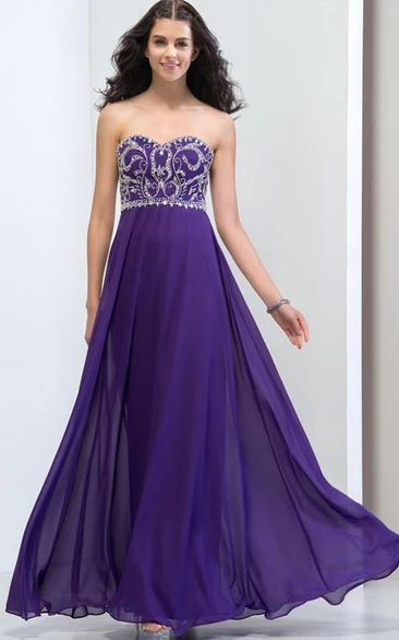 Sweetheart Beading Sequins Floor-Length Prom Dress