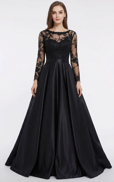 Gothic Black Satin Ball Gown Plus Size