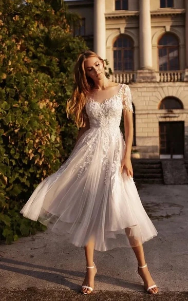 White Lace Midi Cocktail Dress