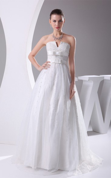Sleeveless Tulle A-Line Notched Gown With Crystal Detailing
