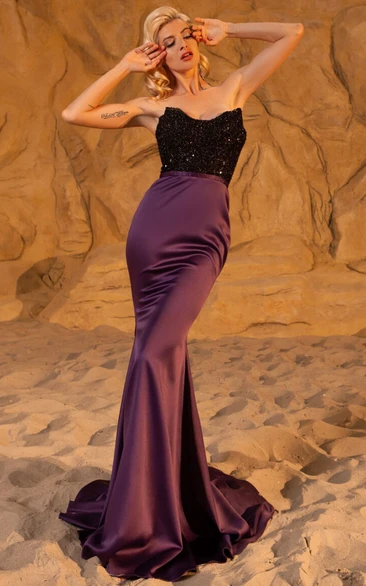 Sexy Sweetheart Empire Sheath Two-tone Prom Dress with Detachable Train