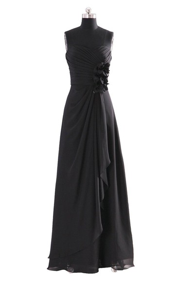 Sweetheart A-line Chiffon Gown With Flowers
