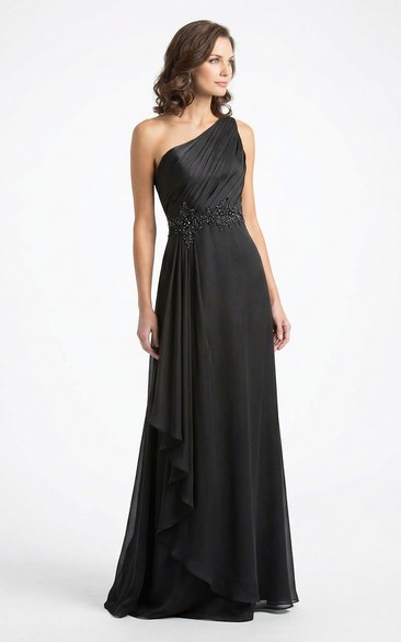 One-Shoulder Ruffled Mother of the Bride Gown